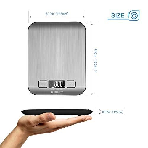 Etekcity Food Kitchen Scale, Digital Grams and Ounces for Weight Loss, Baking, Cooking, Keto and Meal Prep, LCD Display, Medium, 304 Stainless Steel