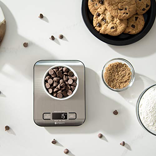 Etekcity Food Kitchen Scale, Digital Grams and Ounces for Weight Loss, Baking, Cooking, Keto and Meal Prep, LCD Display, Medium, 304 Stainless Steel