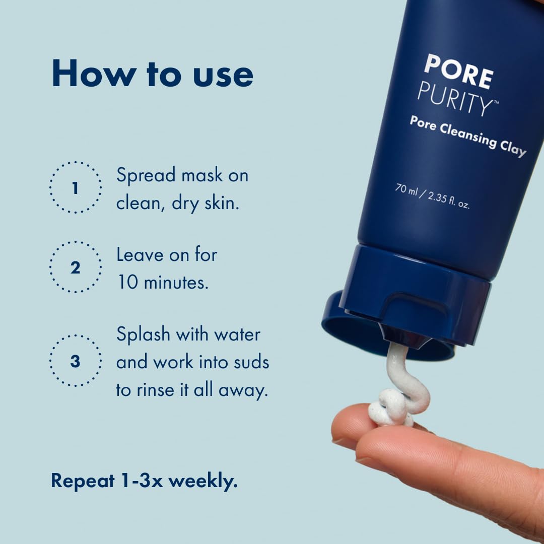 Hero Cosmetics Pore Purity Cleansing Clay Mask - Absorbs Excess Oil and Visibly Minimizes Pores in 4 days (2.35 fl oz)