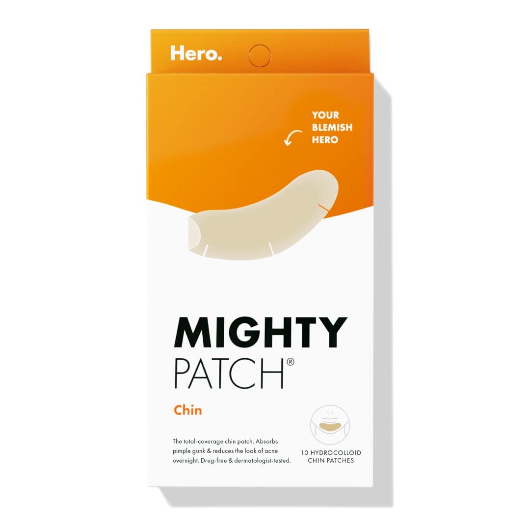 Hero Cosmetics Mighty Patch™ Chin Patch - XL Contoured Hydrocolloid Chin Patch for Blemishes and Pimples - Non-Irritating (10 Count)