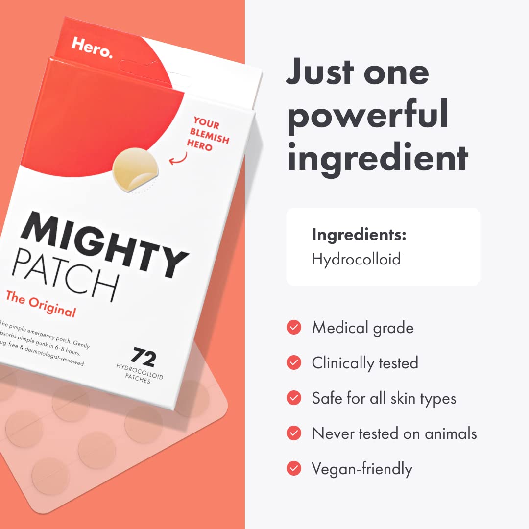 Hero Cosmetics Mighty Patch™ Original Patch 72ct and Rescue Retinol Nighttime Renewing Cream Bundle