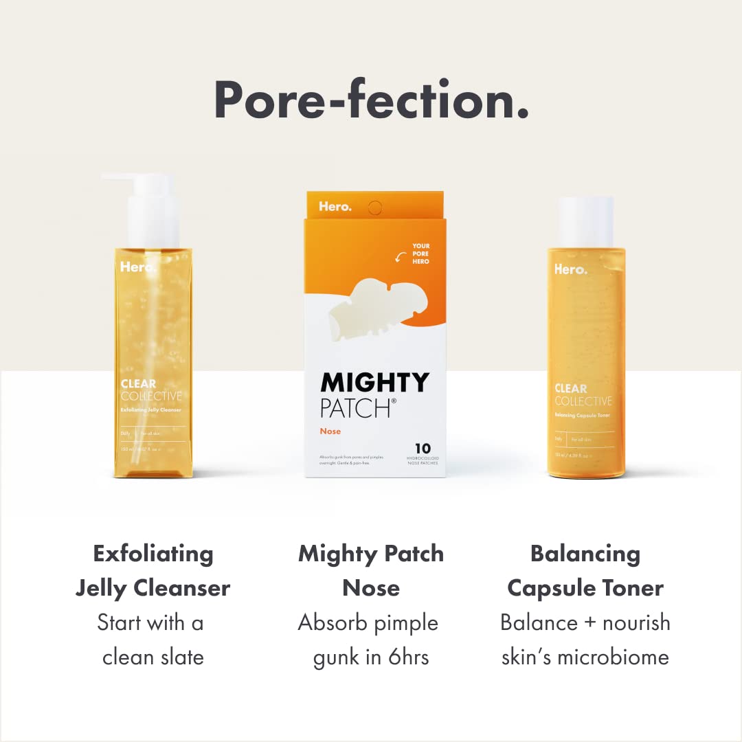 Mighty Patches for nose pores from Hero Cosmetics - XL Hydrocolloid Pimples, Zits and Oil - Dermatologist-Approved Overnight pore Strips to Absorb Acne nose Gunk (10 Count)