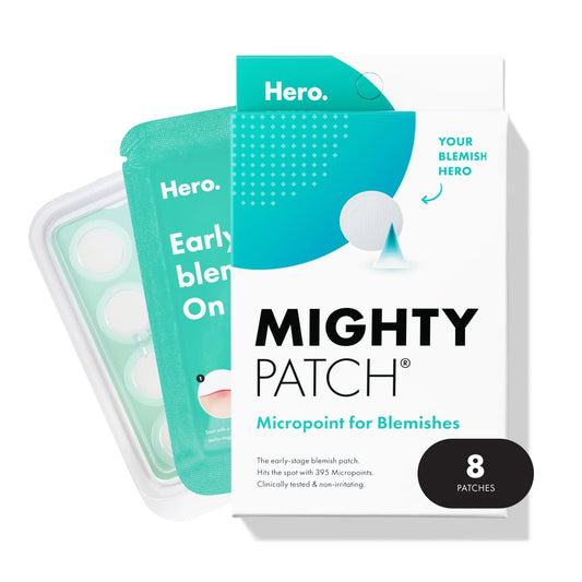 Mighty Patch Micropoint™ for Blemishes from Hero Cosmetics - Hydrocolloid Acne Spot Treatment Patch for Early Stage Zits and Hidden Pimples, 395 Micropoints (8 Patches)