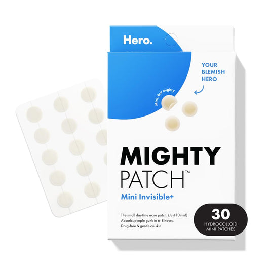 Hero Cosmetics Mighty Patch™ Mini Invisible+ Patches – Extra Small Daytime Hydrocolloid Acne Pimple Patches for Covering Zits and Blemishes, Blends Into Skin and Barely There (30ct 10mm Patches)