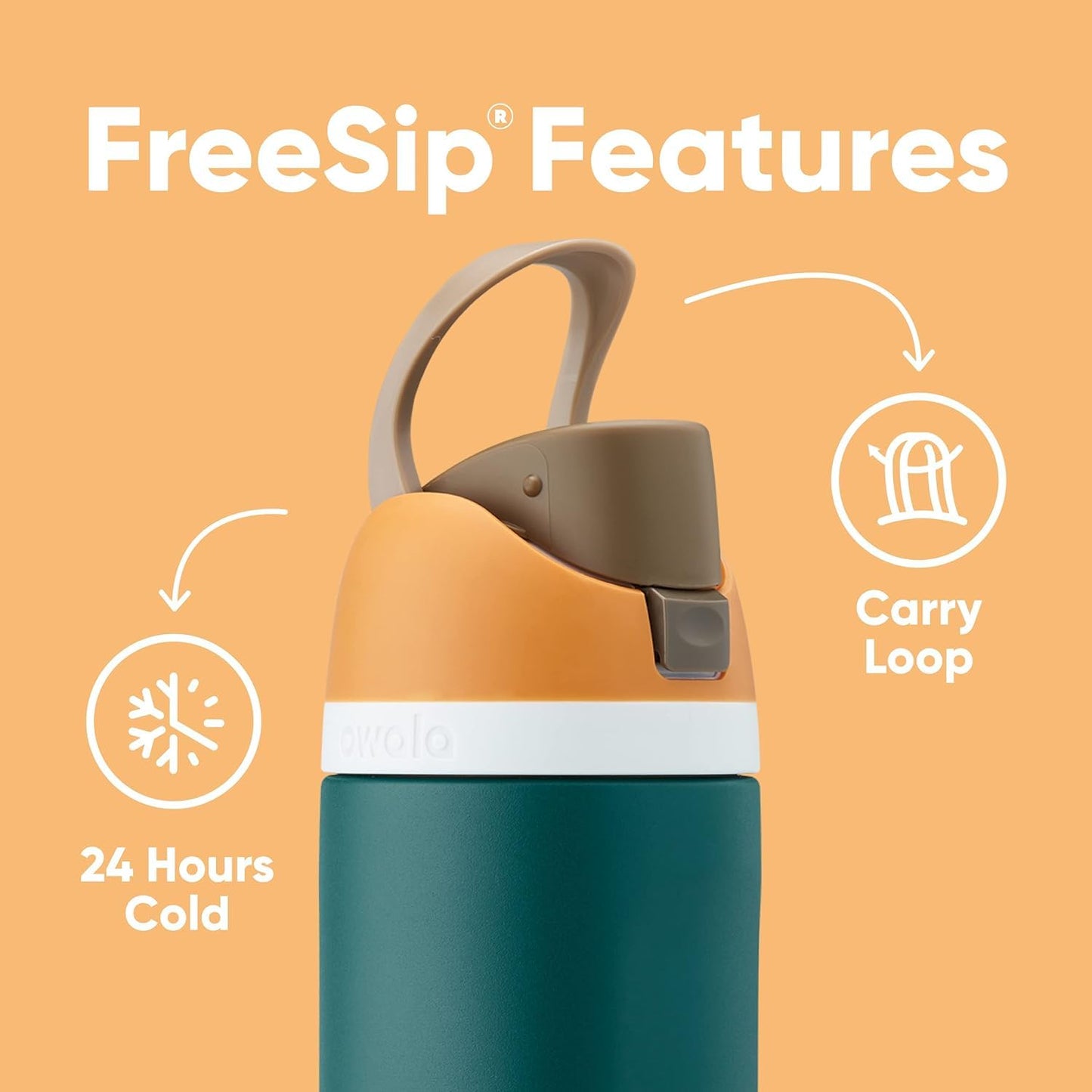 Owala FreeSip Insulated Stainless Steel Water Bottle with Straw for Sports, Travel, and School BPA-Free Sports Water Bottle, 24 oz, Very, Very Dark