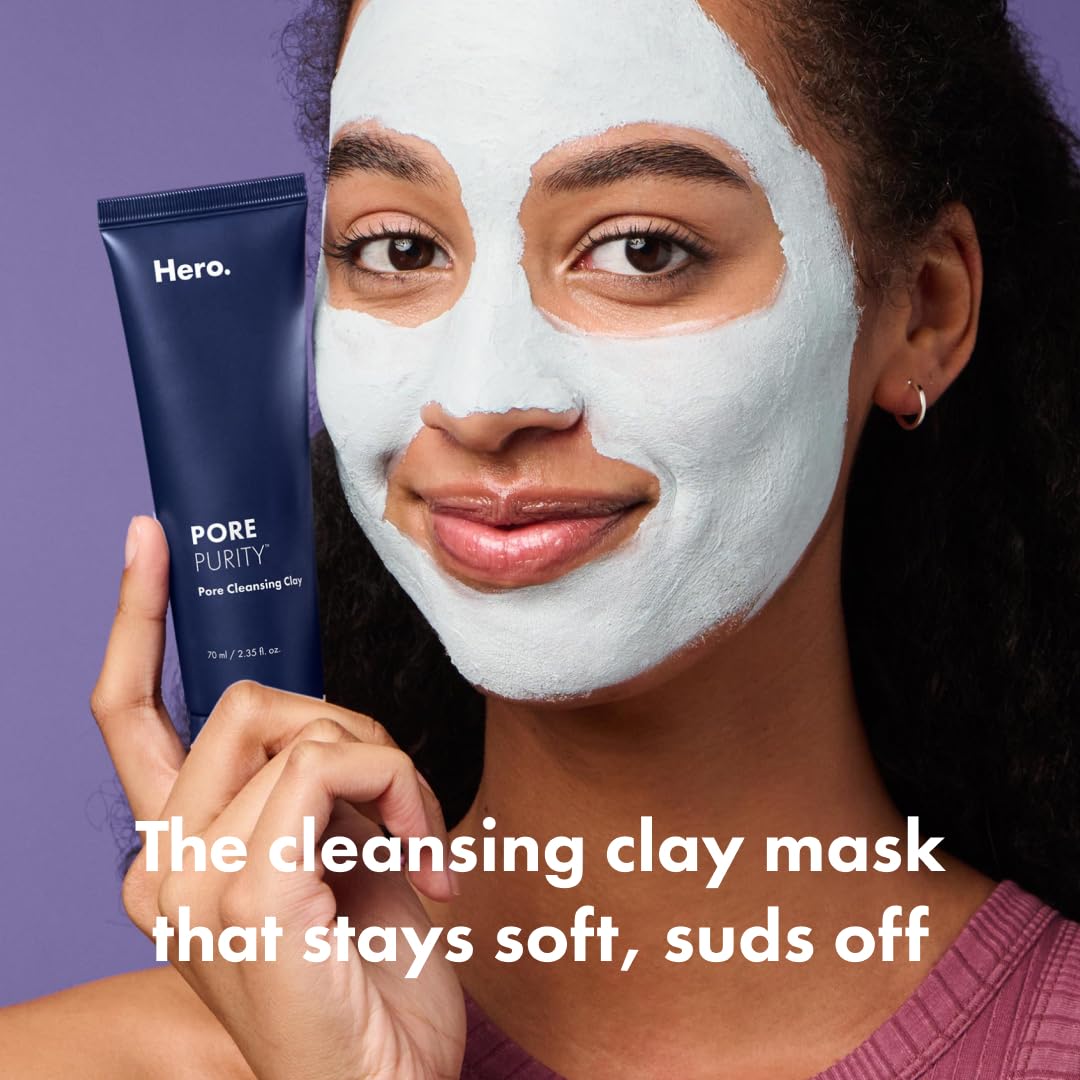 Hero Cosmetics Pore Purity Cleansing Clay Mask - Absorbs Excess Oil and Visibly Minimizes Pores in 4 days (2.35 fl oz)