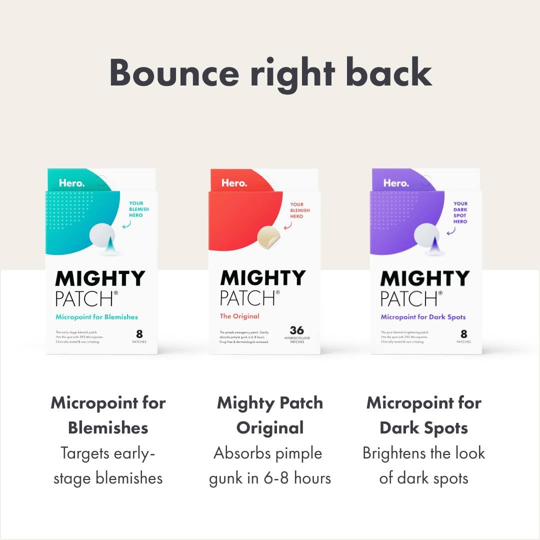 Hero Cosmetics Mighty Patch Micropoint™ for Dark Spots - Post-Blemish Dark Spot Patch with 395 Micropoints, Dermatologist Tested and Non-irritating (8 Count)