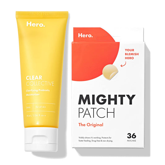 Hero Cosmetics Mighty Patch™ Original Patch 36ct and Clarifying Prebiotic Moisturizer Bundle