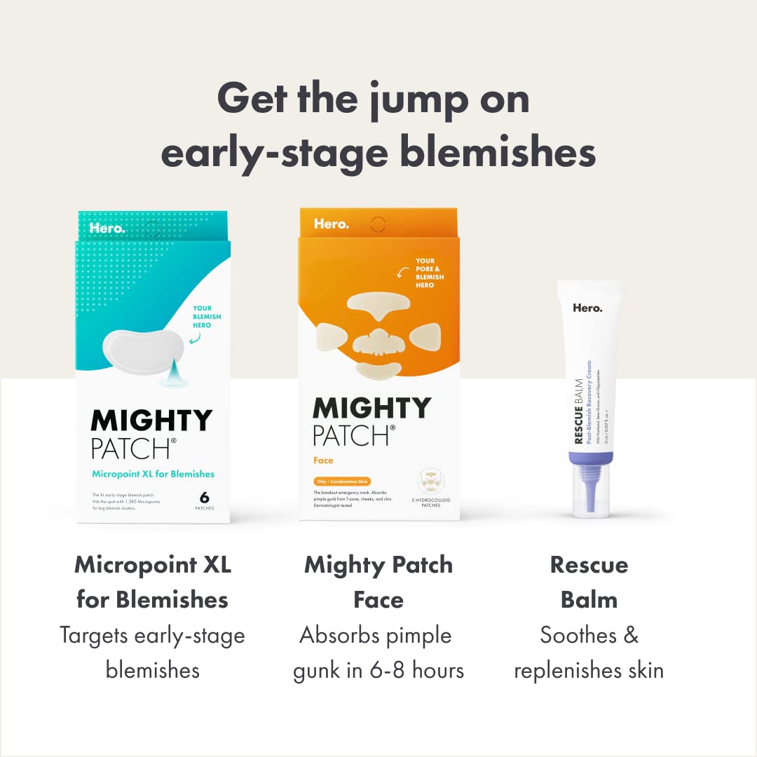 Mighty Patch Micropoint™ for Blemishes from Hero Cosmetics - Hydrocolloid Acne Spot Treatment Patch for Early Stage Zits and Hidden Pimples, 395 Micropoints (8 Patches)