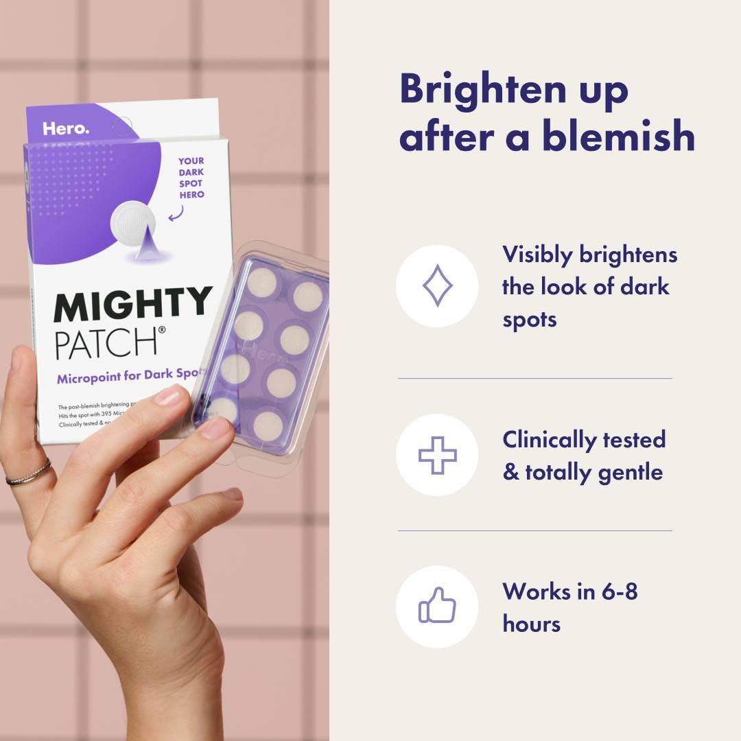 Hero Cosmetics Mighty Patch Micropoint™ for Dark Spots - Post-Blemish Dark Spot Patch with 395 Micropoints, Dermatologist Tested and Non-irritating (8 Count)