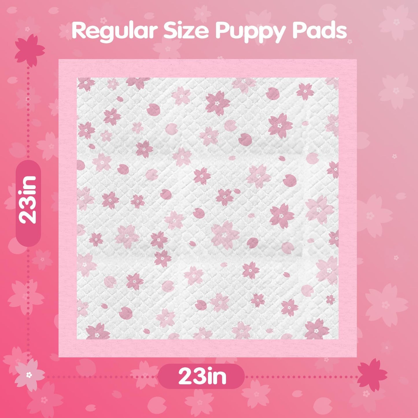 Puppy Pads, 23"x 23" Dog Pee Pad with Adhesive Tabs for Potty Training, Ultra Thick Leak-Proof Quiky-Dry Pink Puppy Essentials (Pink, 23x23in 50Ct)