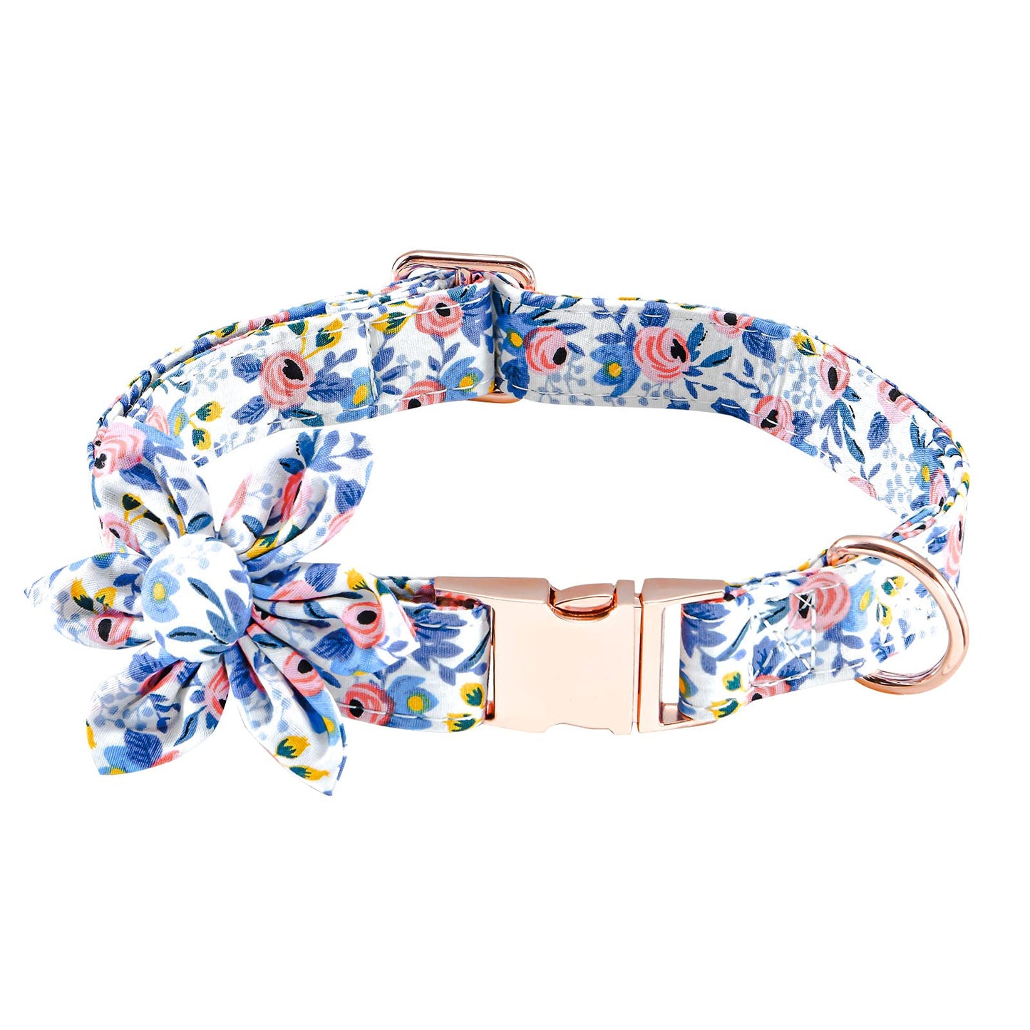 Dog Collar with Flower, Cute Floral Dog Collar for Small Medium Large Girl Female Puppy Pet with Adjustable Safety Metal Buckle and D Ring