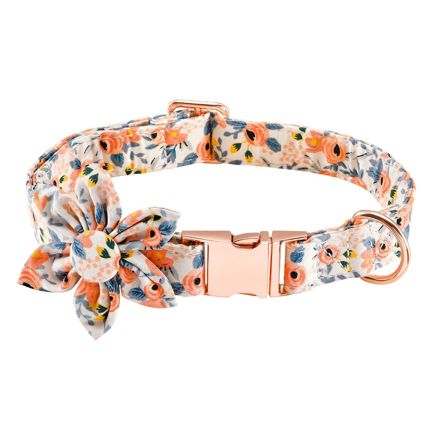 Dog Collar with Flower, Cute Floral Dog Collar for Small Medium Large Girl Female Puppy Pet with Adjustable Safety Metal Buckle and D Ring