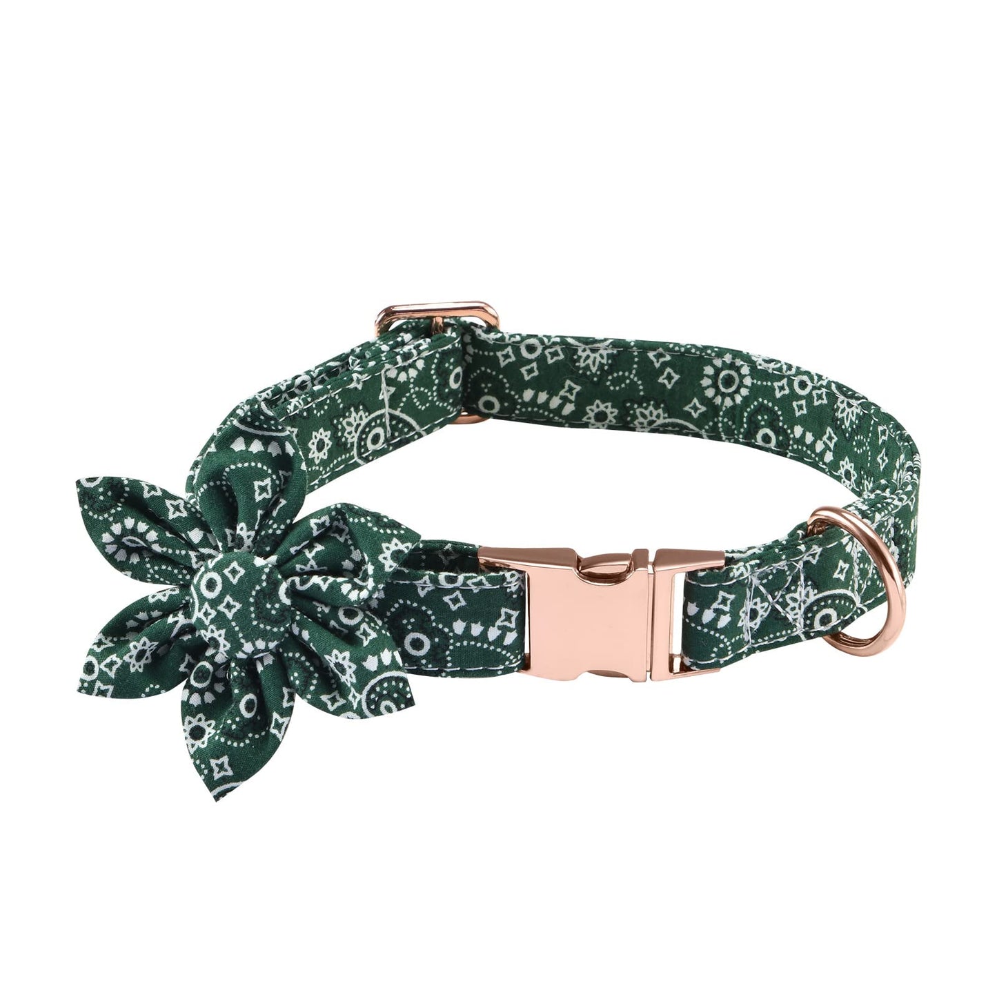 Dog Collar with Flower, Cute Floral Dog Collar for Small Medium Large Girl Female Puppy Pet with Adjustable Safety Metal Buckle and D Ring