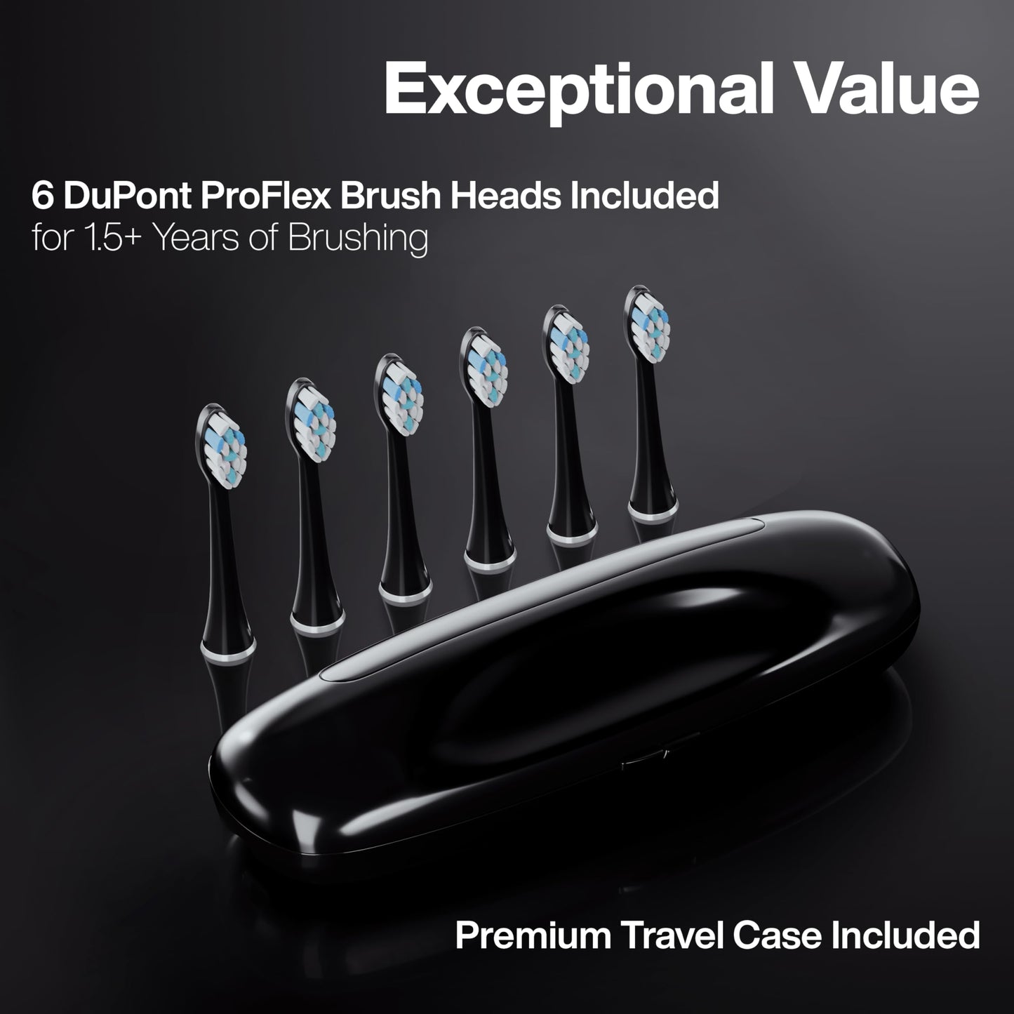 Aquasonic Black Series PRO – Ultra-Whitening Electric Toothbrush – 5 Modes & Smart Timers – Premium Travel Case & 6 Proflex Brush Heads – ADA Accepted Toothbrush