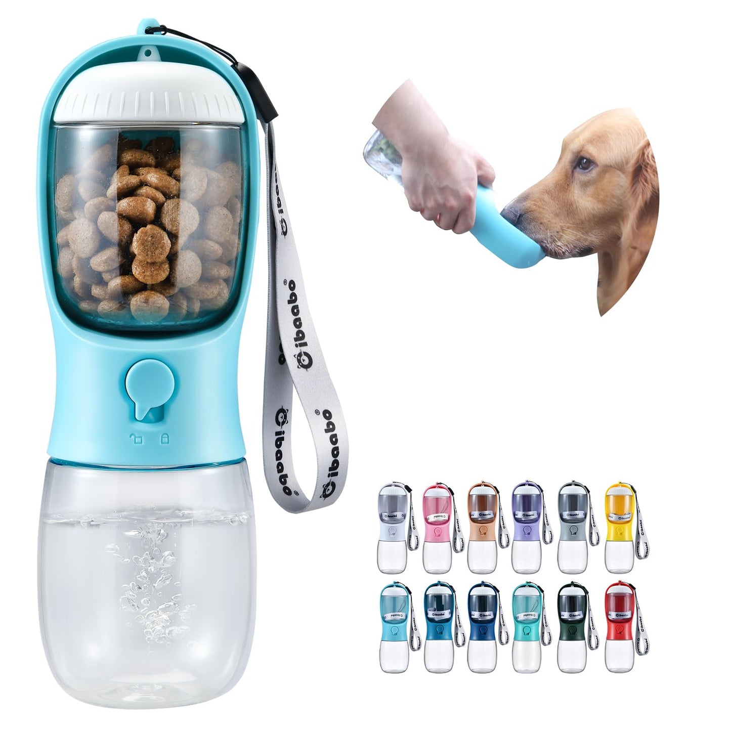 Dog Water Bottle with Food Container, Travel Puppy Water Bowl, Portable Pet Dispenser, Dog Stuff Accessories Items, Puppy Essentials Necessities for Yorkie Cat Walking and Hiking Dog Gift