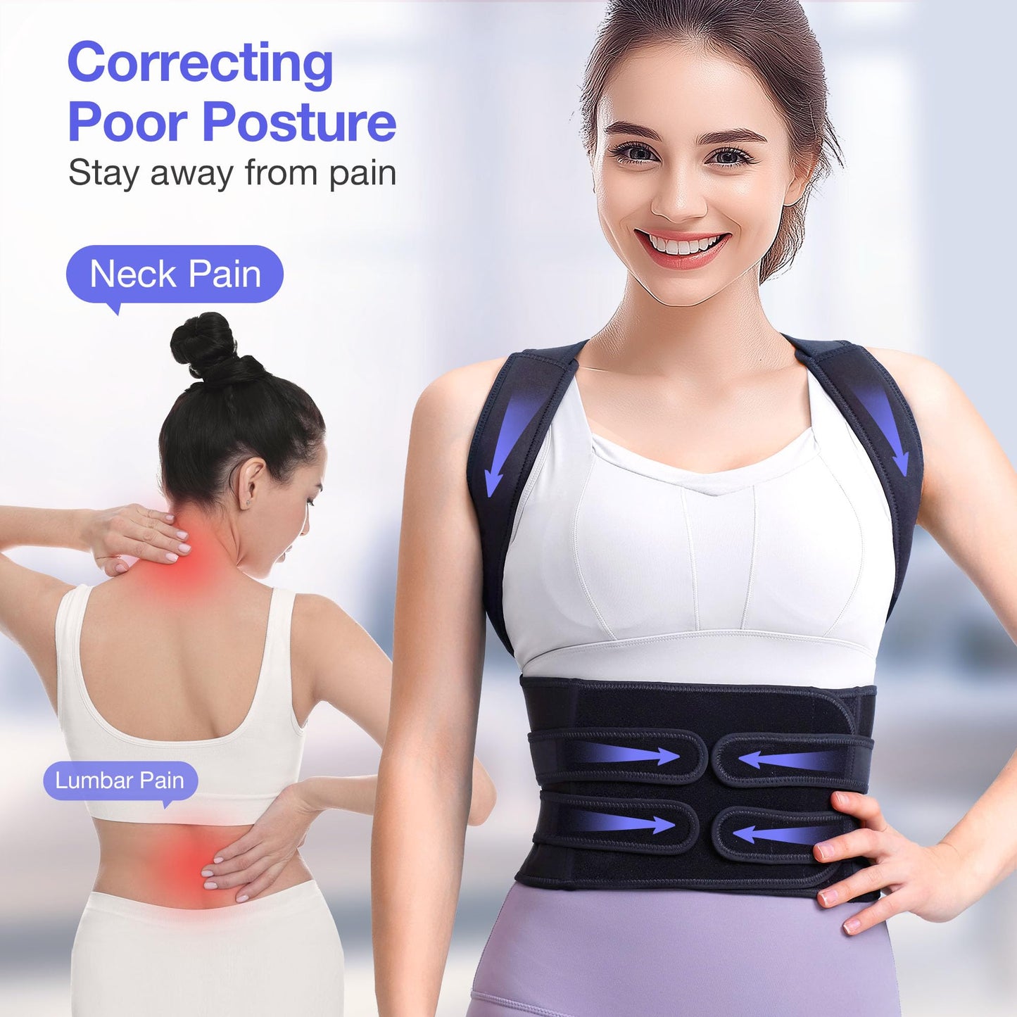 Posture Corrector for Women and Men, Upgraded Full Back Brace Support, Adjustable Shoulder Straightener for Improving Back Posture, Relief for Upper and Lower Back, Lumbar, Neck, Shoulder Pain