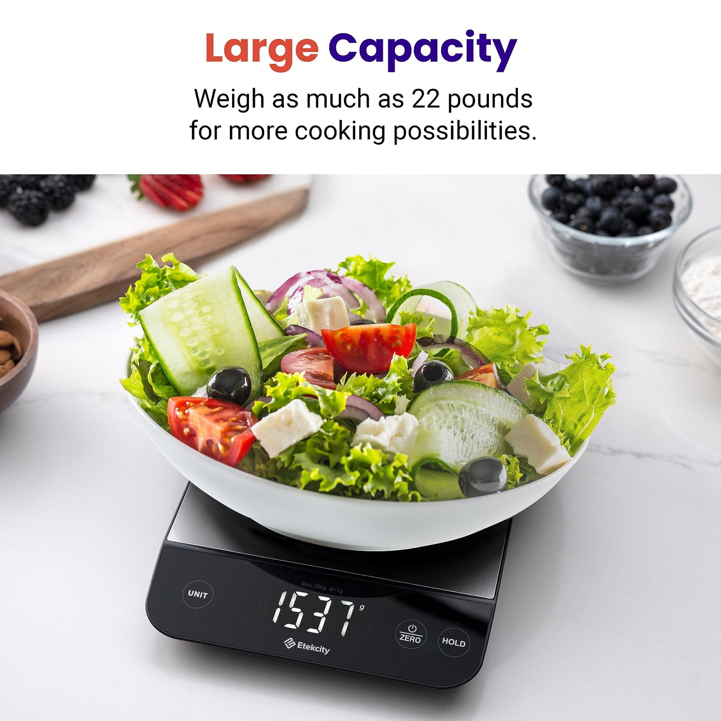 Etekcity Food Kitchen Scale, Digital Grams and Ounces for Weight Loss, Baking, Cooking, Keto and Meal Prep, LCD Display, Medium, 304 Stainless Steel