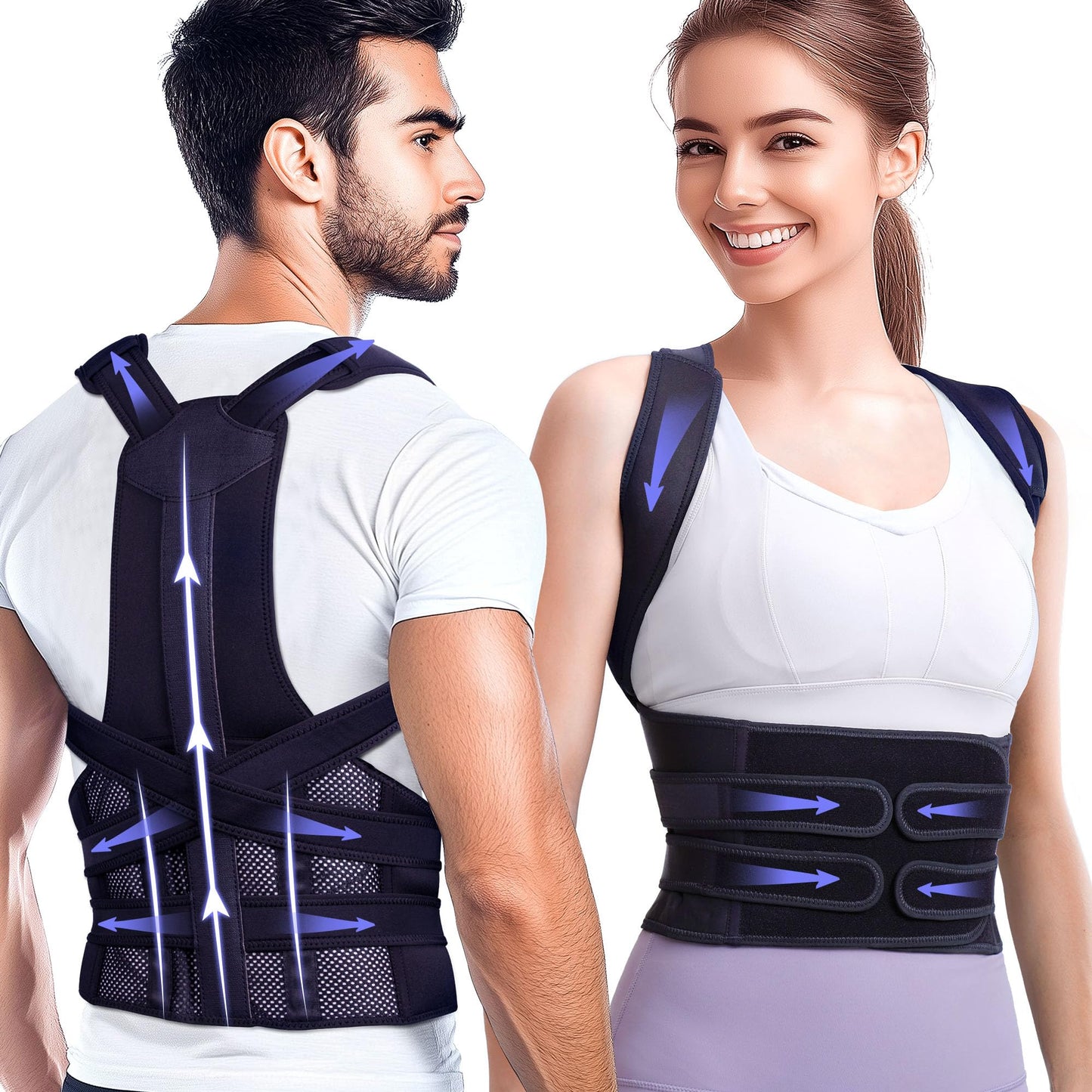 Posture Corrector for Women and Men, Upgraded Full Back Brace Support, Adjustable Shoulder Straightener for Improving Back Posture, Relief for Upper and Lower Back, Lumbar, Neck, Shoulder Pain