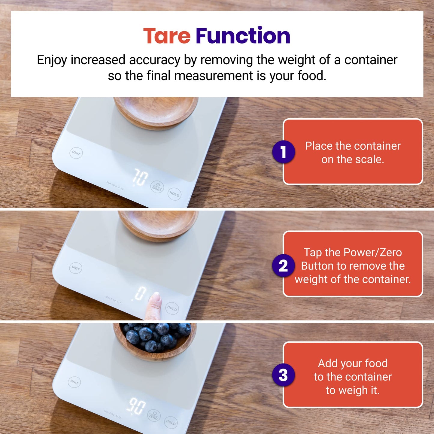 Etekcity Food Kitchen Scale, Digital Grams and Ounces for Weight Loss, Baking, Cooking, Keto and Meal Prep, LCD Display, Medium, 304 Stainless Steel