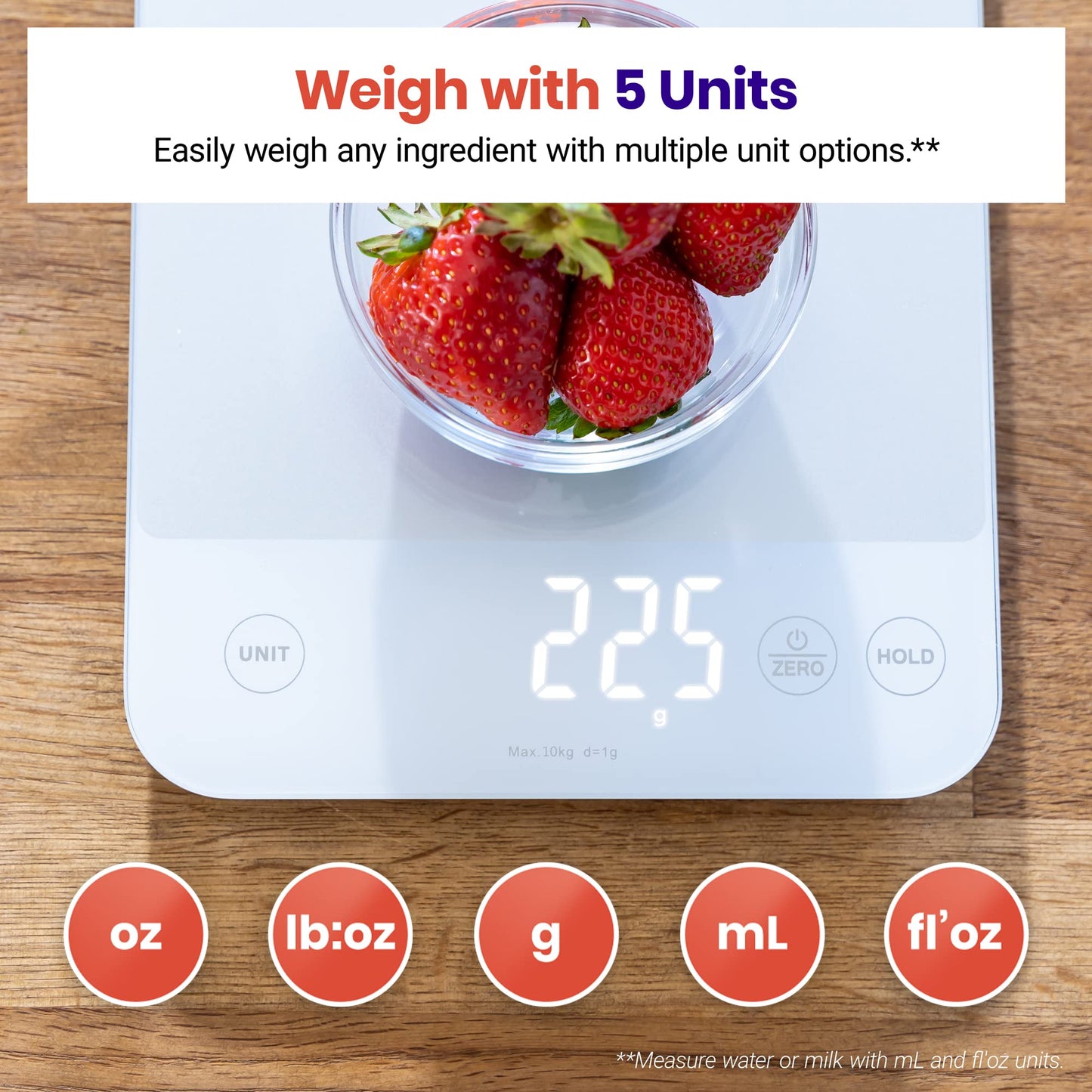 Etekcity Food Kitchen Scale, Digital Grams and Ounces for Weight Loss, Baking, Cooking, Keto and Meal Prep, LCD Display, Medium, 304 Stainless Steel