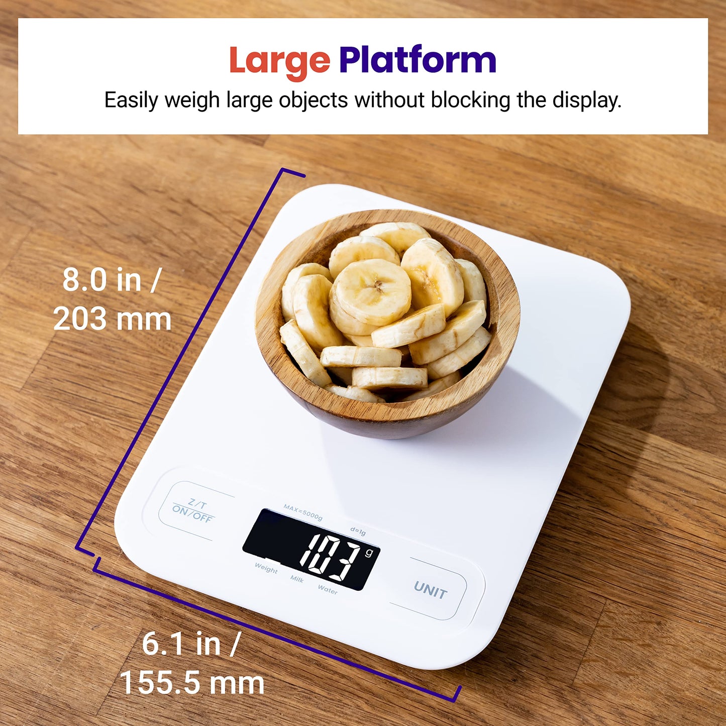 Etekcity Food Kitchen Scale, Digital Grams and Ounces for Weight Loss, Baking, Cooking, Keto and Meal Prep, LCD Display, Medium, 304 Stainless Steel