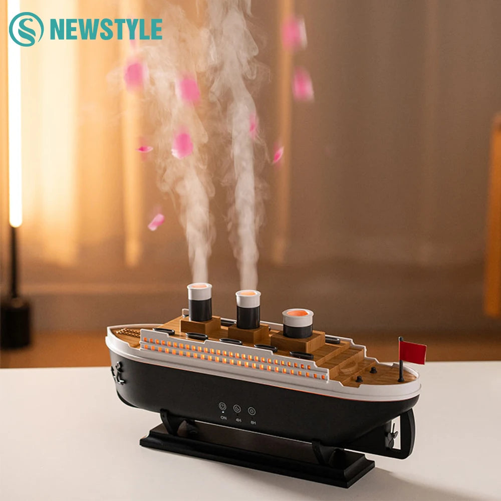 Jellyfish Spray Titanic Ship Night Lights with Ultrasonic Air Humidifier 250ml Water Tank Aroma Essential Oil Diffuser for Home